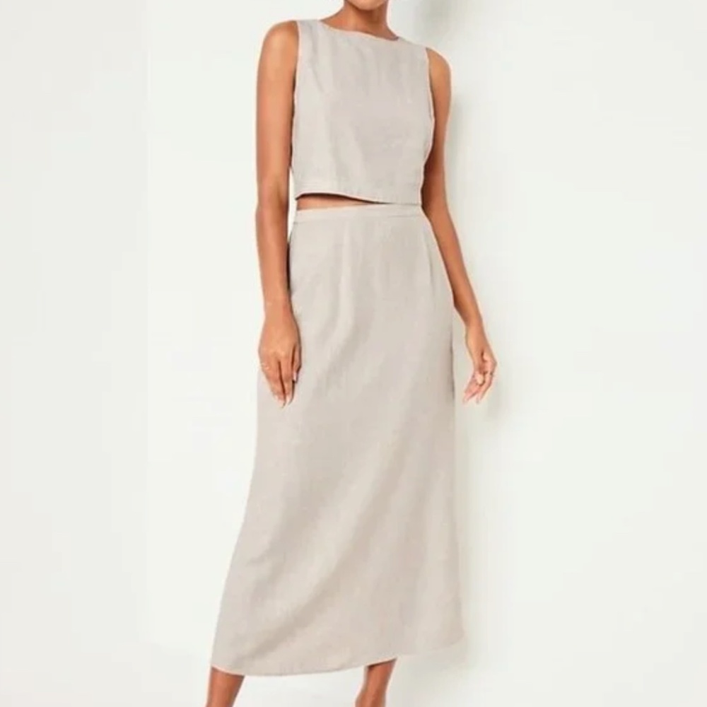 Linen Blend Maxi Skirt